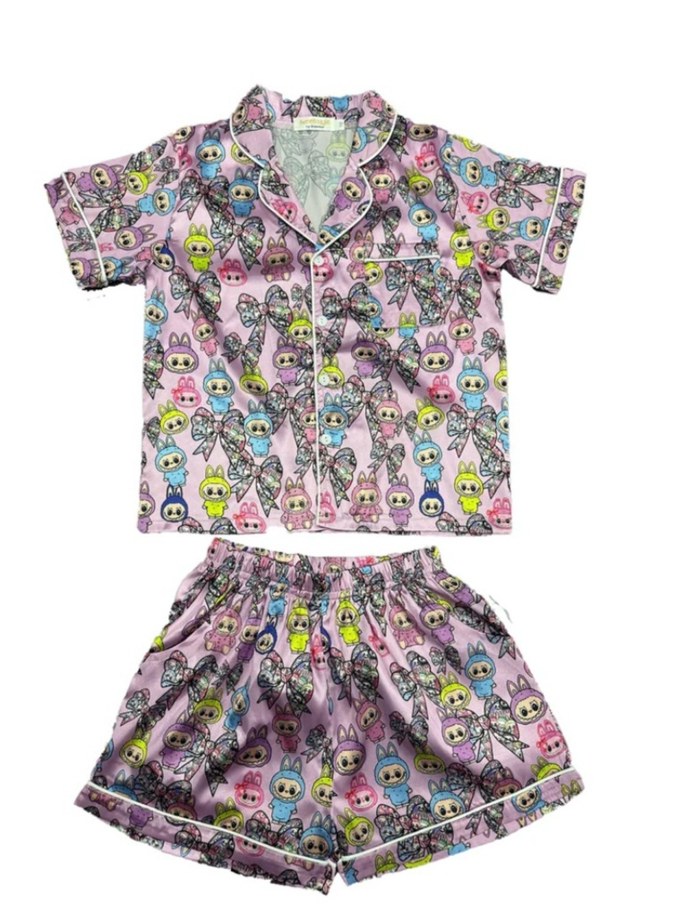 Tweenstyle Labubu Print Pink Short Sleeve Pajama Set